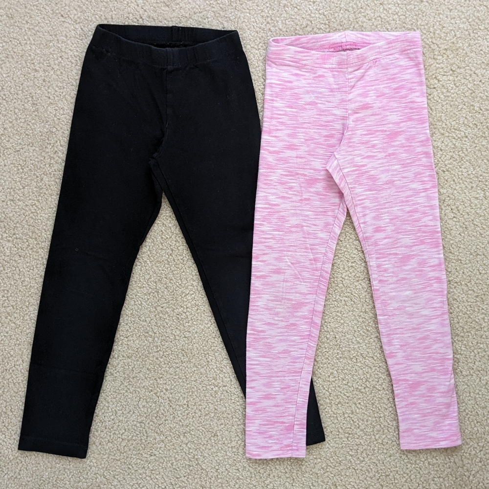 Set of Girls Leggings - Pink & Black (Size S)